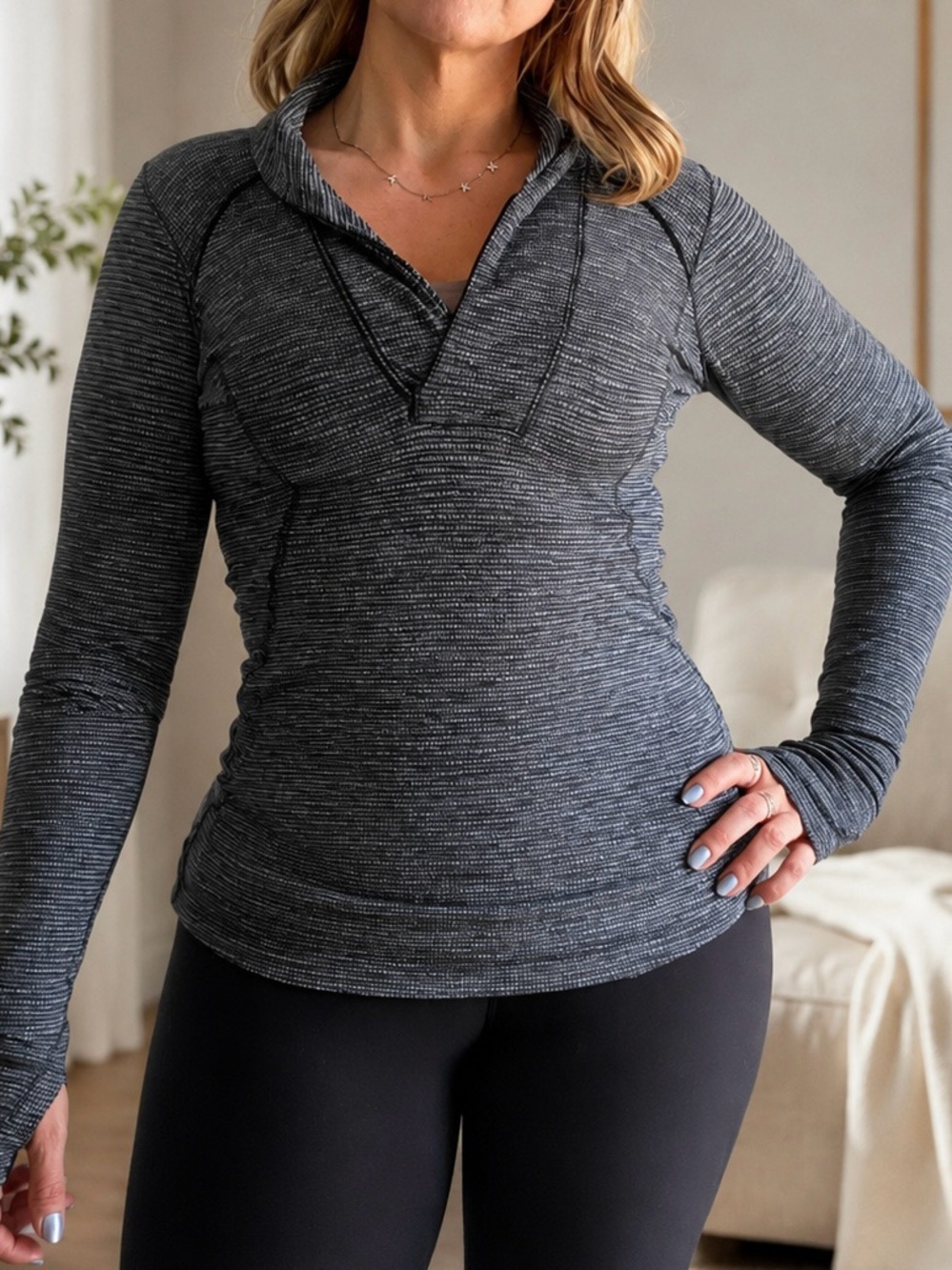 Lululemon Run Turn Around Long Sleeve Quarter Zip Heather Gray Size 6